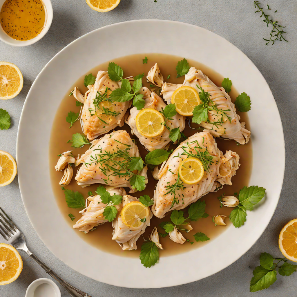 Steamed Citrus-Garlic Chicken with Herbal Broth