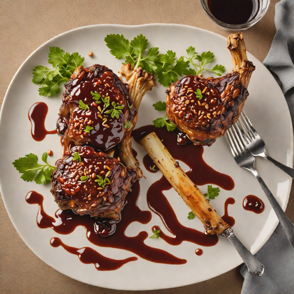 Slow-Roasted Garlic Lamb Shank with Red Wine Reduction