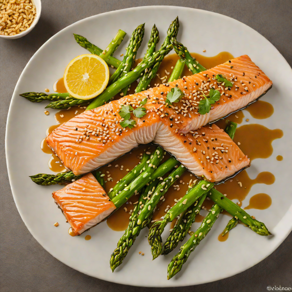 Pan-Seared Salmon with Citrus Soy Glaze and Sesame Asparagus