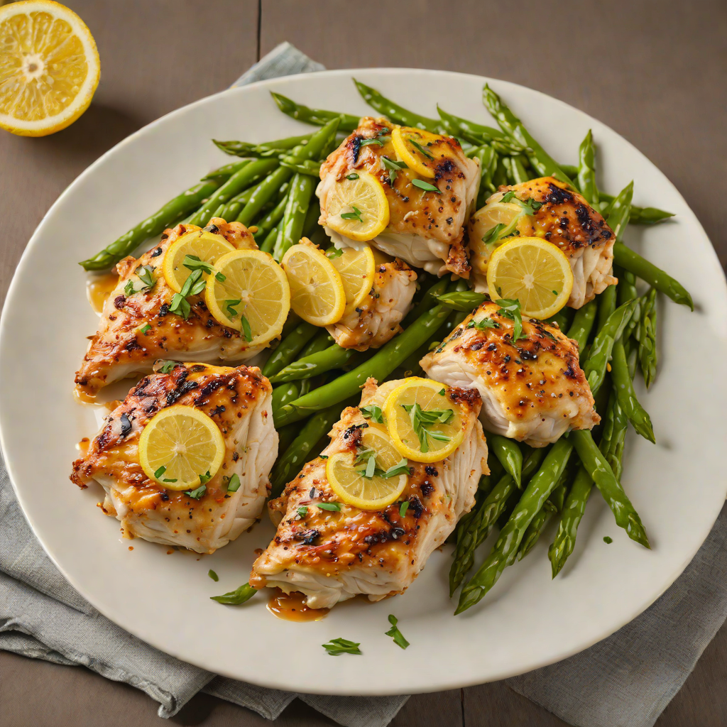 Oven-Roasted Lemon Garlic Chicken Thighs with Sauteed Green Beans