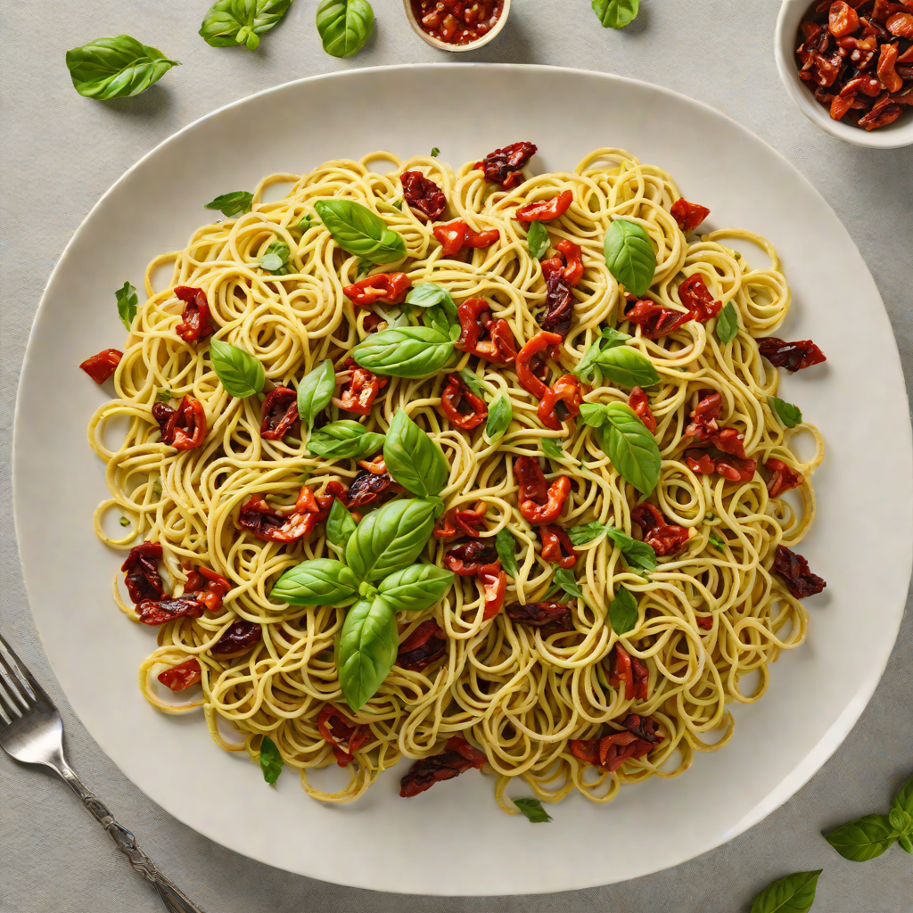 Basil Pesto Fettuccine with Sun-Dried Tomatoes