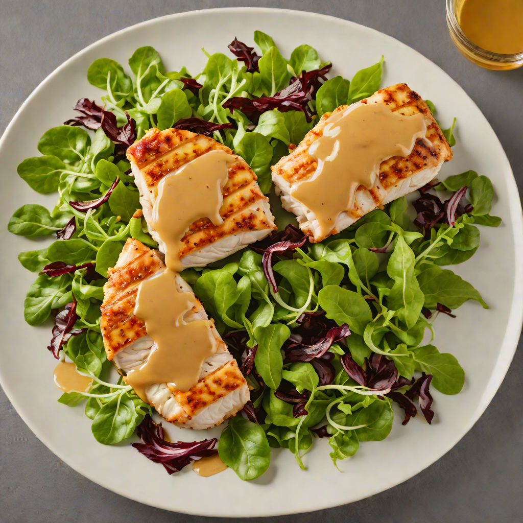 Pan-Seared Chicken with Honey-Mustard Glaze and Baby Greens