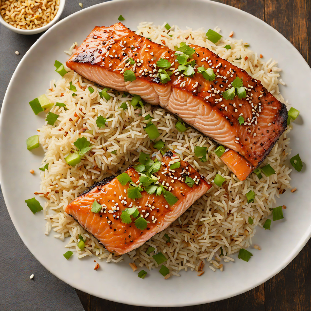 Garlic-Soy Glazed Salmon with Sesame Ginger Rice