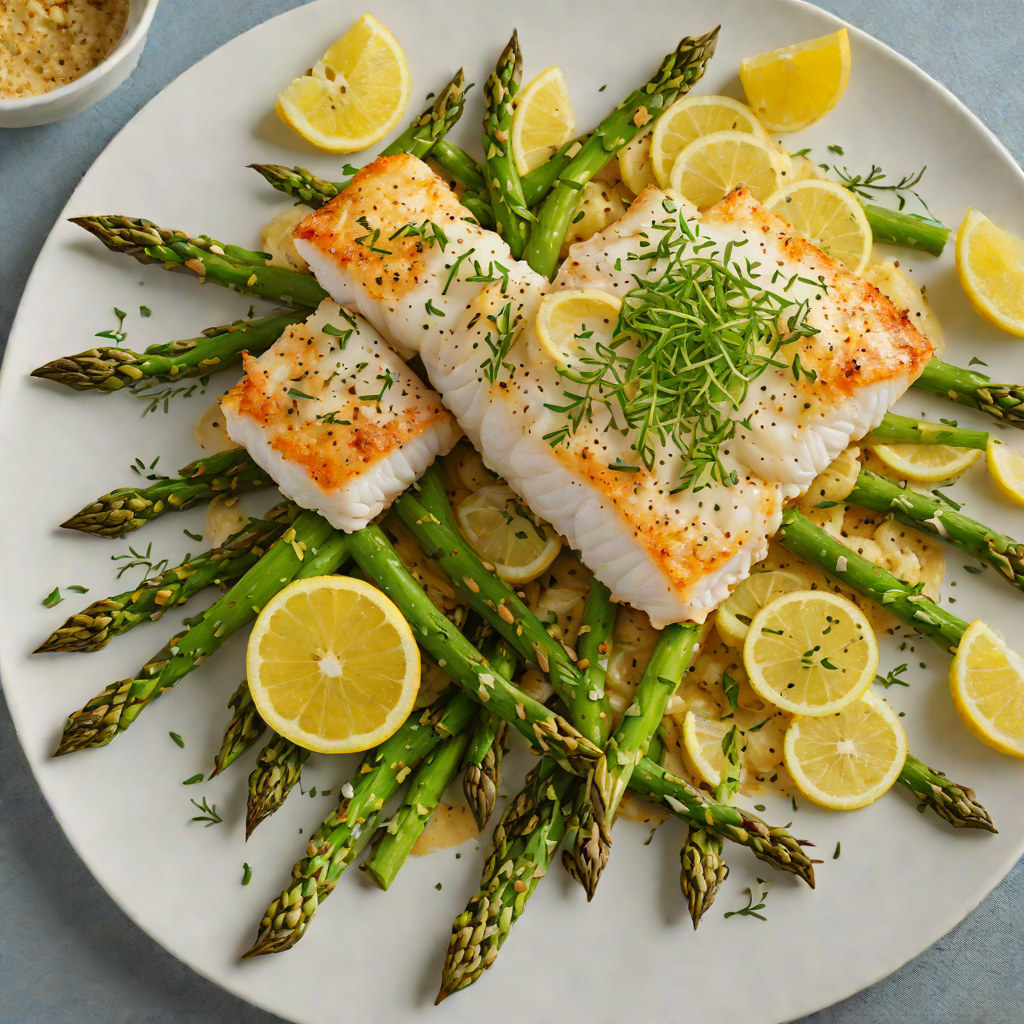 Baked Cod with Lemon-Thyme and Roasted Asparagus