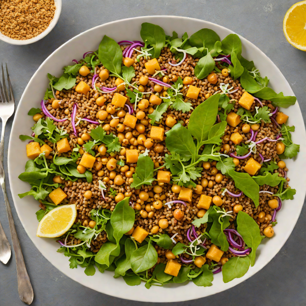 Injera-Inspired Teff and Chickpea Salad with Citrus Dressing