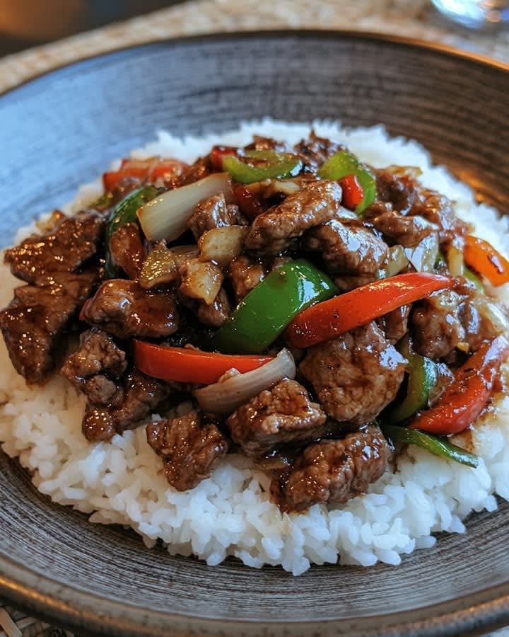 Spiced Beef Stir-Fry with Bell Peppers and Jasmine Rice