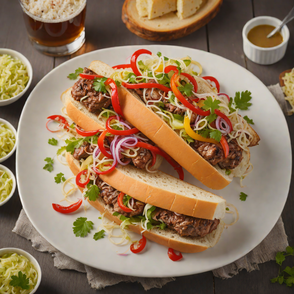 Summerfest Grilled Bratwurst Sandwich with Pickled Peppers and Sauerkraut