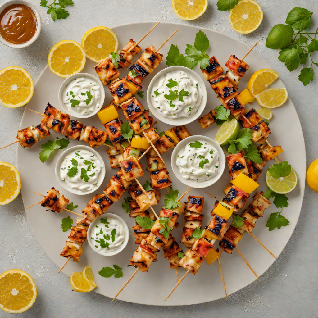 Grilled Citrus-Honey Chicken Skewers with Tzatziki Sauce