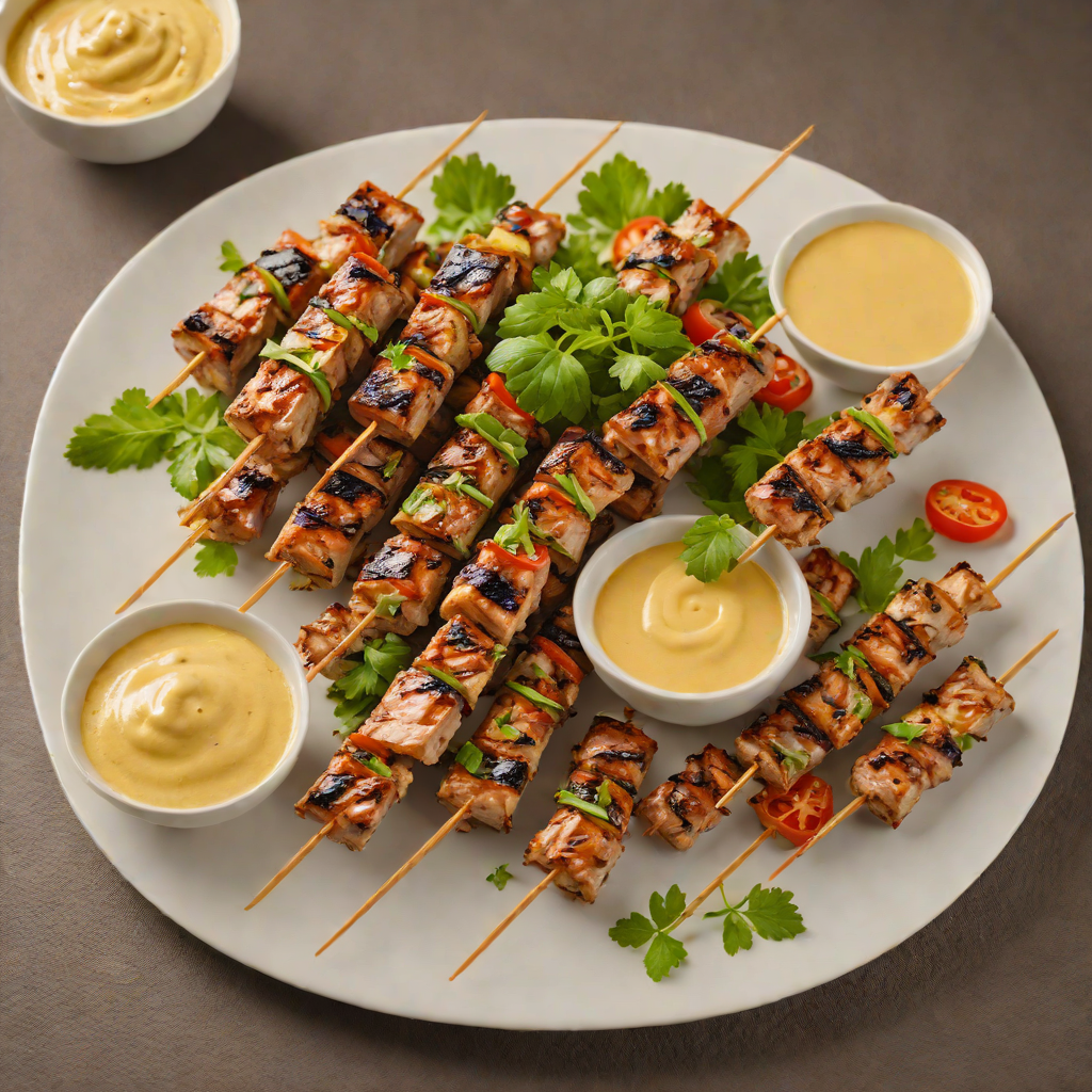 Herb-Marinated Grilled Pork Skewers with Honey Mustard Dip