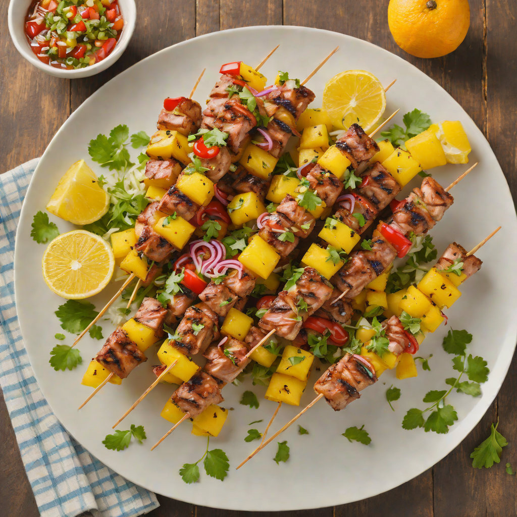 Grilled Citrus-Marinated Pork Skewers with Pineapple Salsa