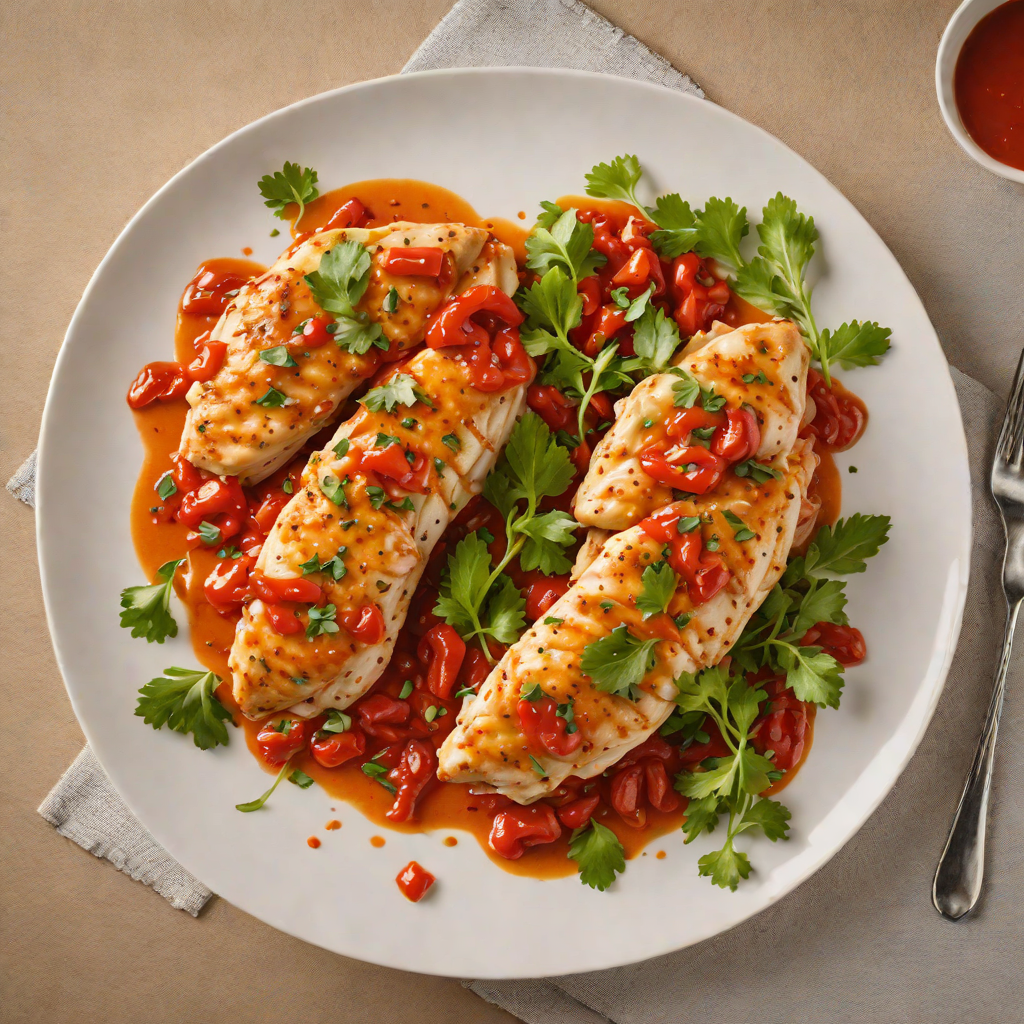 Sautéed Chicken Breast with Garlic and Roasted Red Pepper Sauce