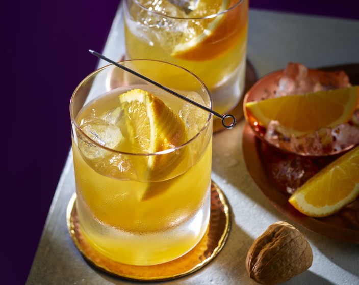 Bourbon Almond Old Fashioned with Orange Zest