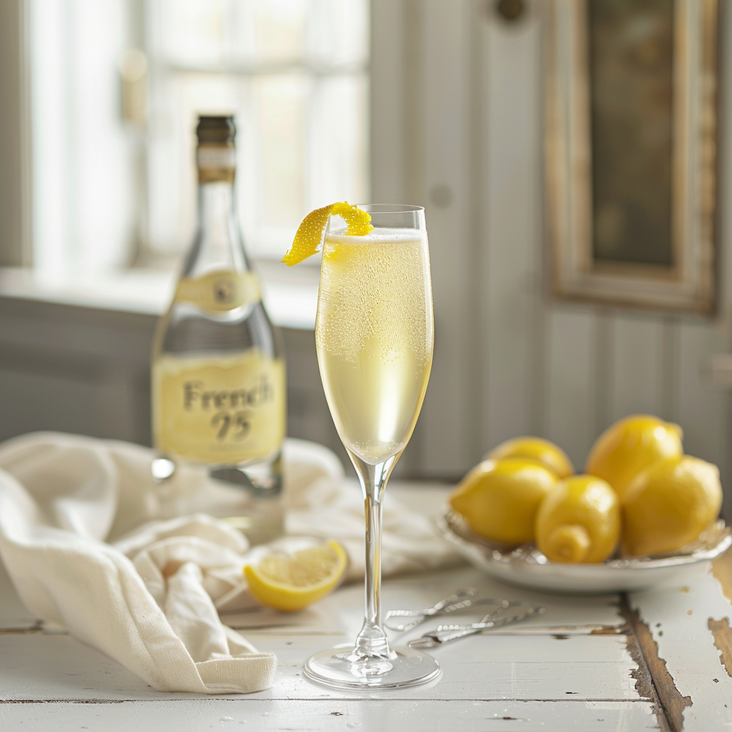 Sparkling French 75 with Fresh Lemon