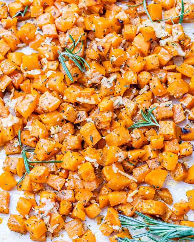 Sheet Pan Roasted Sweet Potatoes with Rosemary & Balsamic