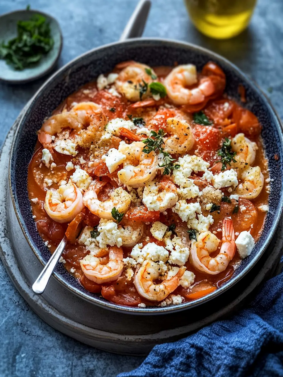 Pan-Seared Prawn Saganaki with Feta and Tomatoes