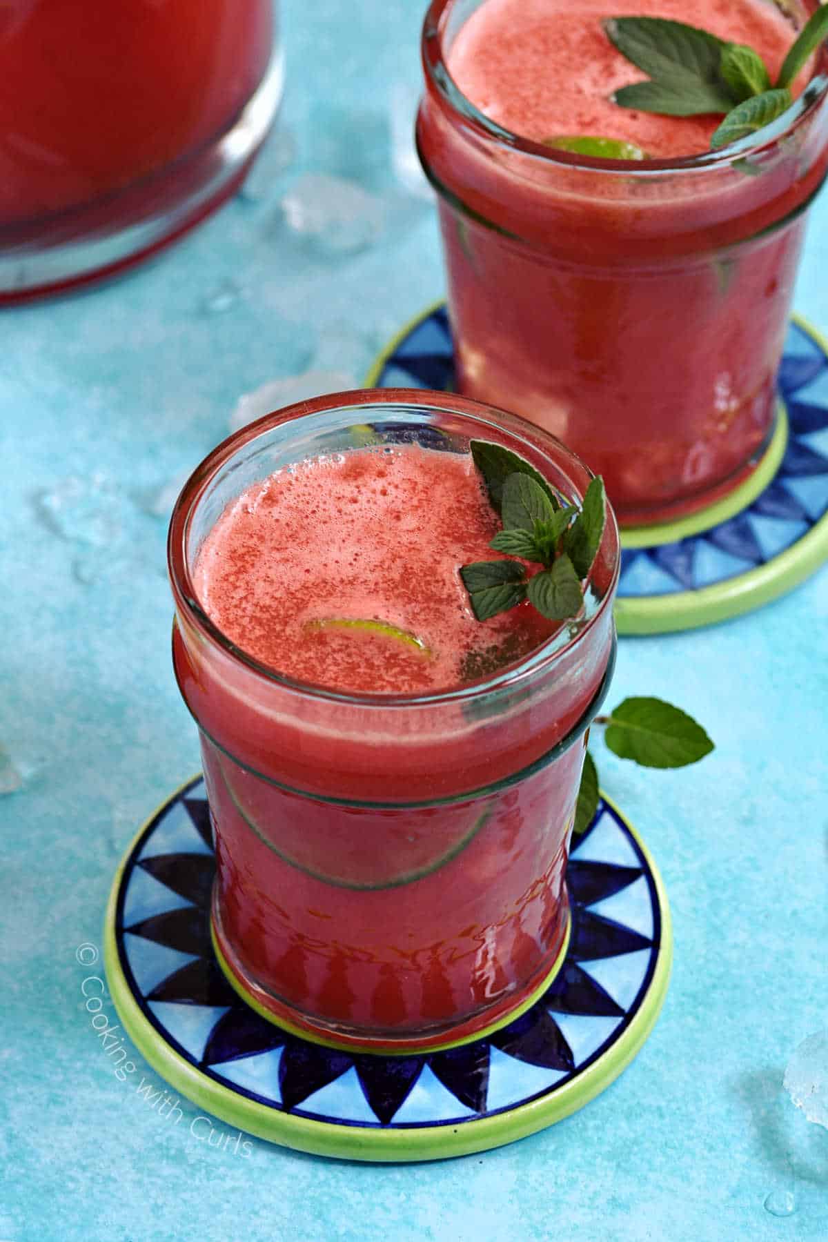 Blended Watermelon Agua Fresca with Lime and Mint