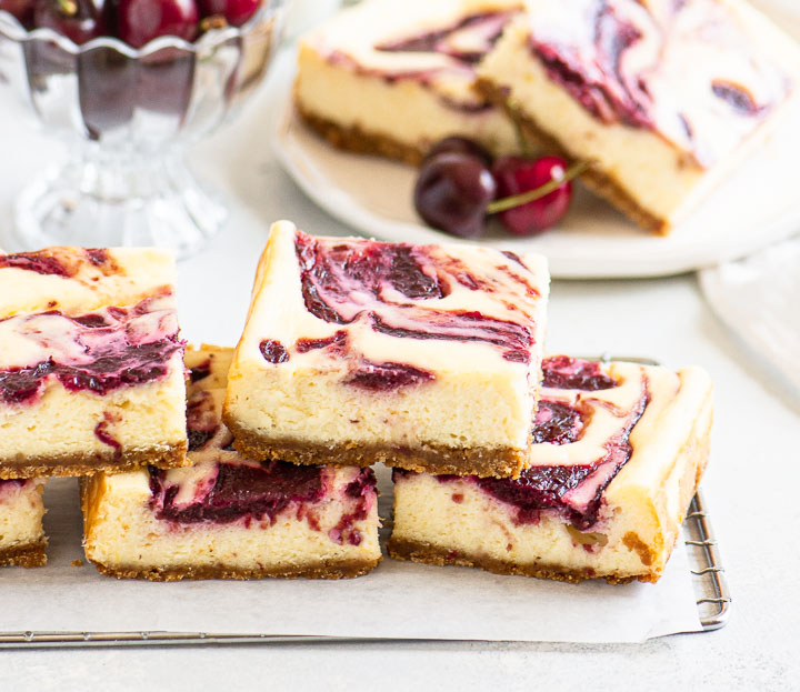 No-Bake Cherry Almond Cheesecake Bars