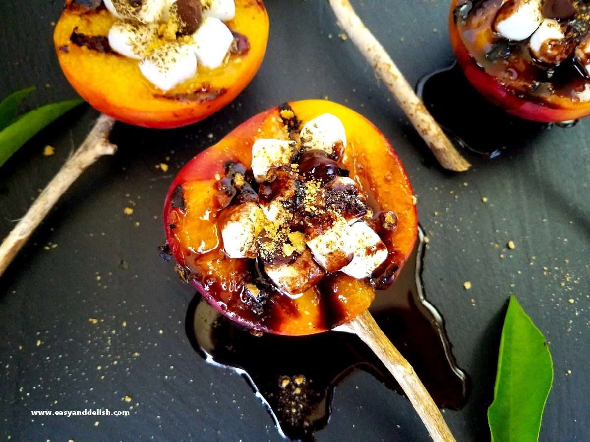 Campfire S'mores Stuffed Peaches
