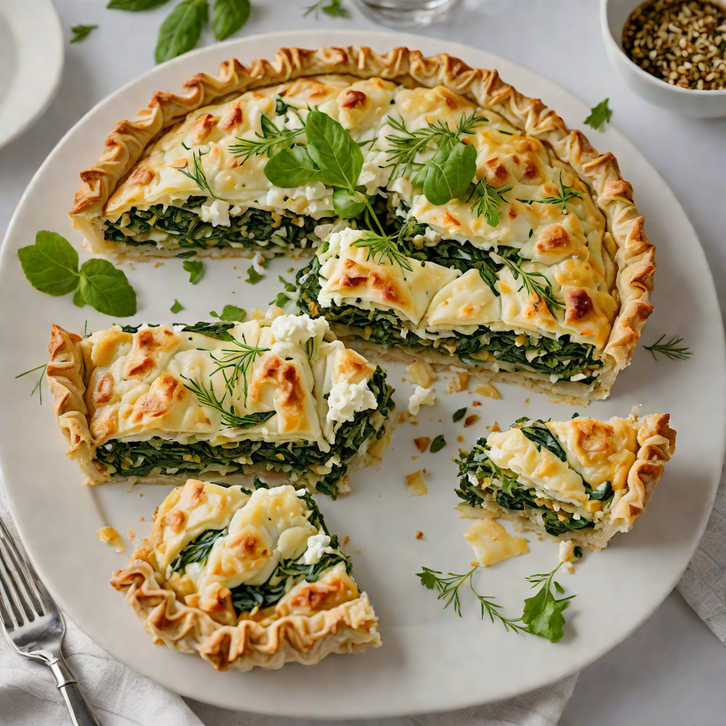 Layered Phyllo Spinach and Feta Pie with Dill and Nutmeg