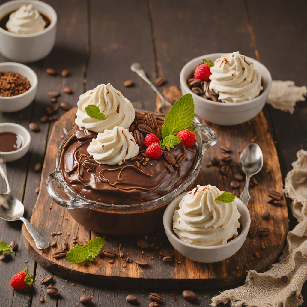 Coffee-Infused Chocolate Pudding with Whipped Cream