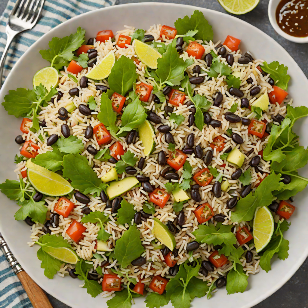 Crisp Rice and Black Bean Salad with Lime Dressing