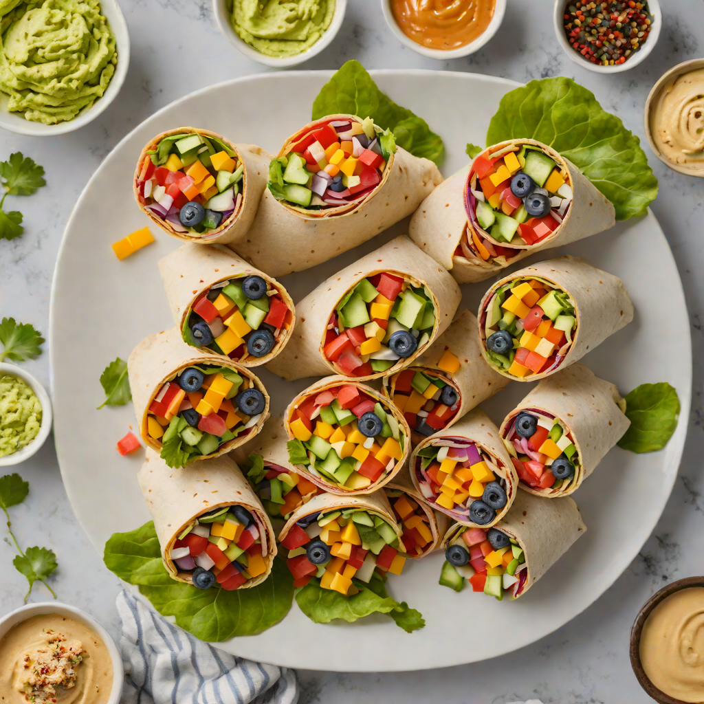 Rainbow Veggie Wraps with Hummus Spread