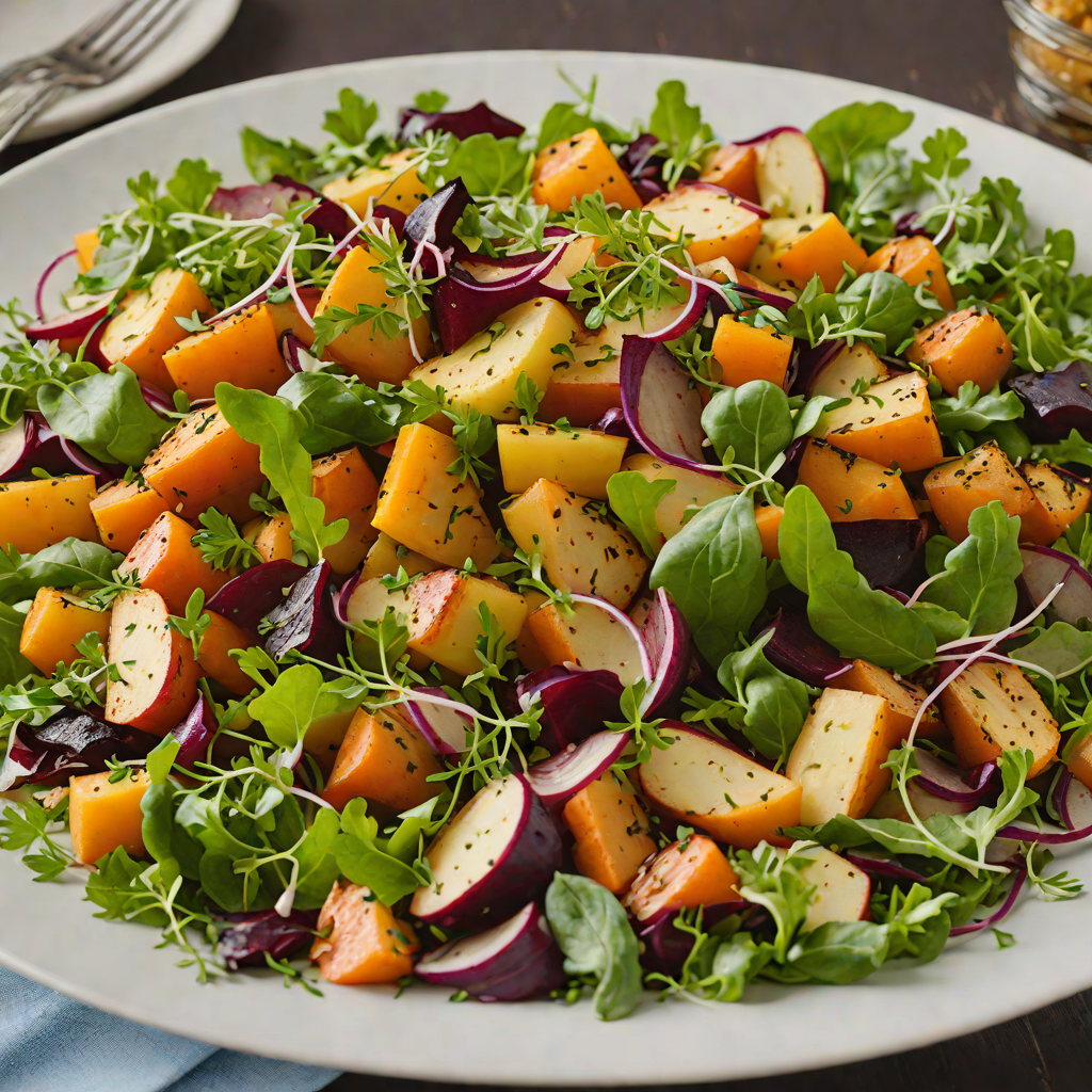 Midwestern Roasted Root Vegetable Salad with Maple-Dijon Vinaigrette
