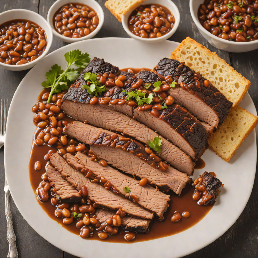 Slow-Smoked Texas-Style Brisket with Tangy Baked Beans