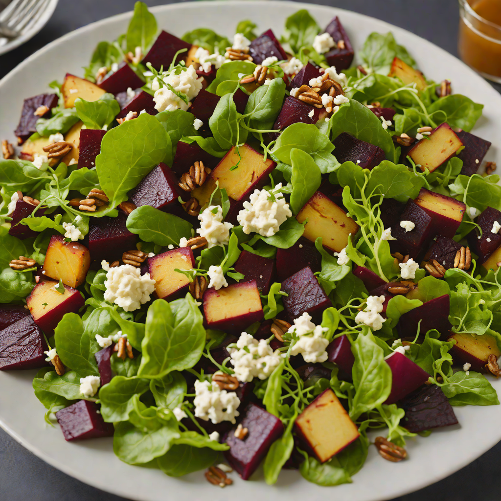 Short North-Inspired Roasted Beet and Goat Cheese Salad with Walnut Vinaigrette