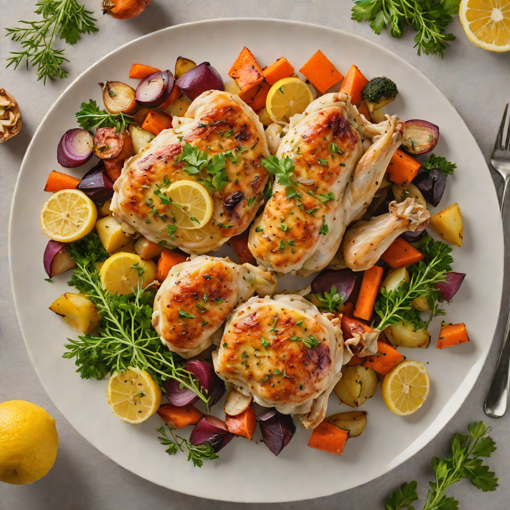 Baked Lemon-Garlic Chicken with Roasted Root Vegetables