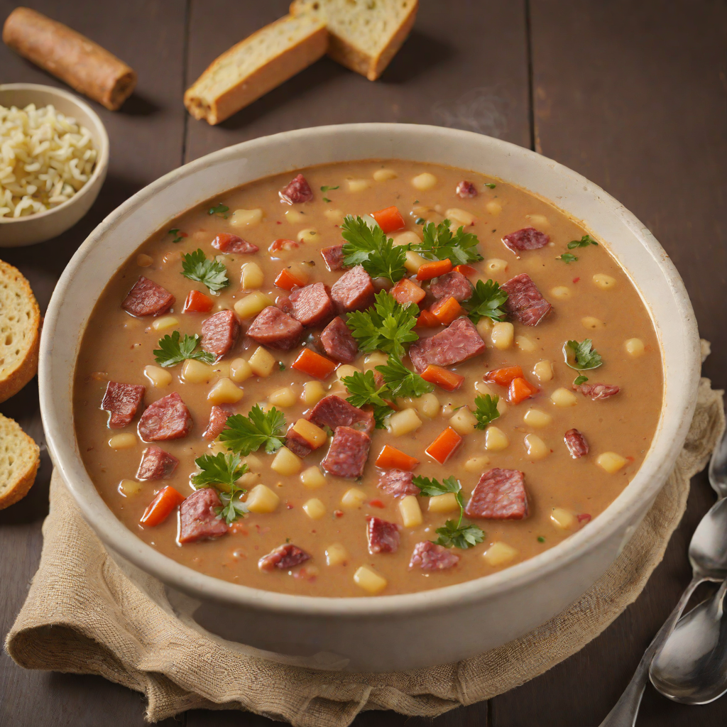 Railroad Museum Bean Soup with Smoked Sausage