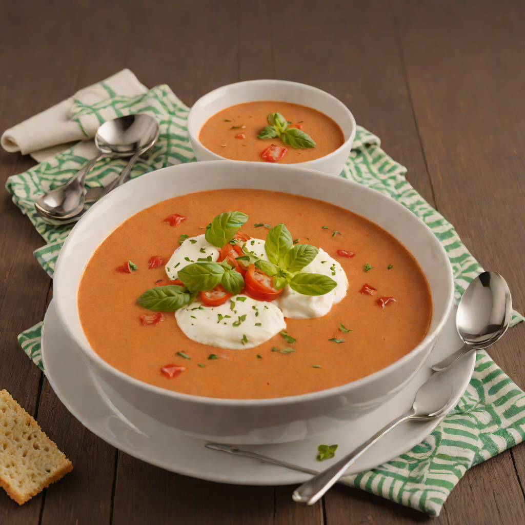 Half-and-Half Tomato Basil Soup with Cream
