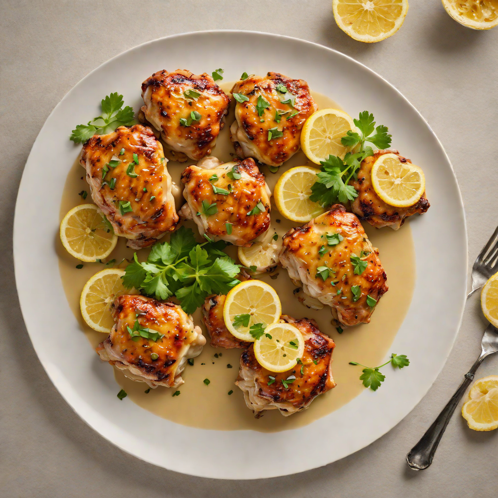 Half-Crisped Chicken Thighs with Lemon Garlic Sauce