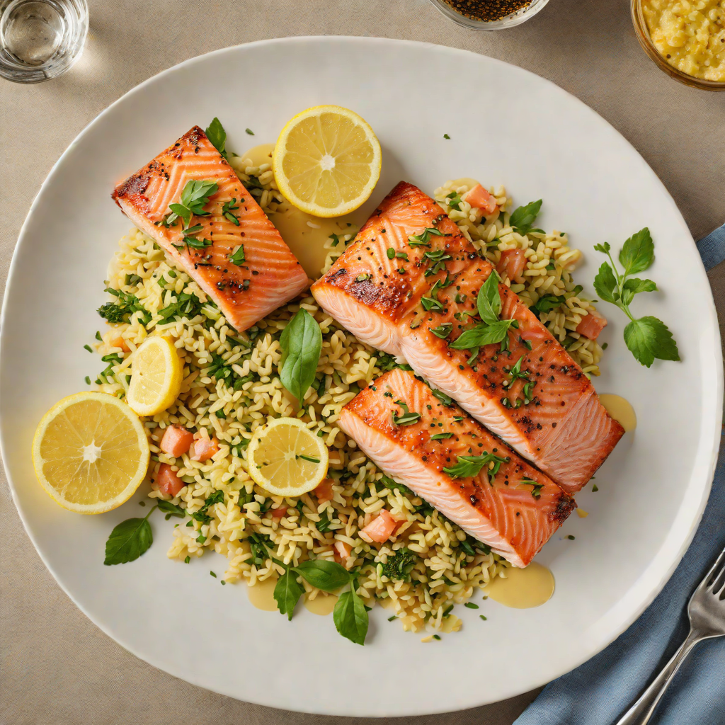 Pan-Seared Salmon with Herb-Infused Quinoa and Lemon Butter Sauce