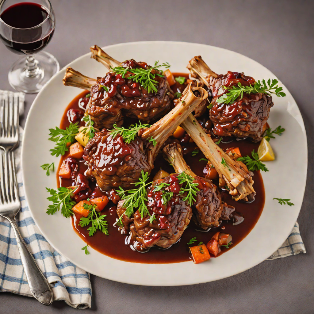 French-Style Braised Lamb Shanks with Red Wine and Herbs