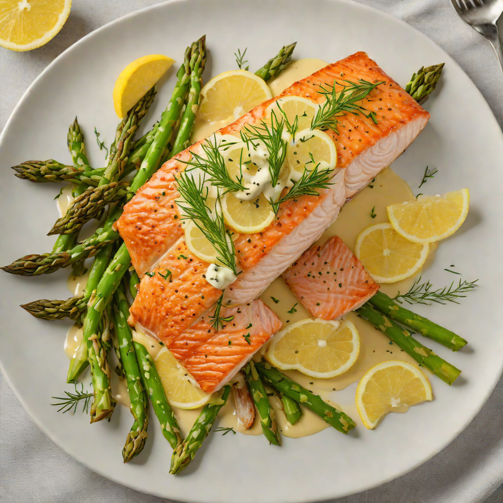 Pan-Roasted Salmon with Lemon Dill Sauce and Asparagus