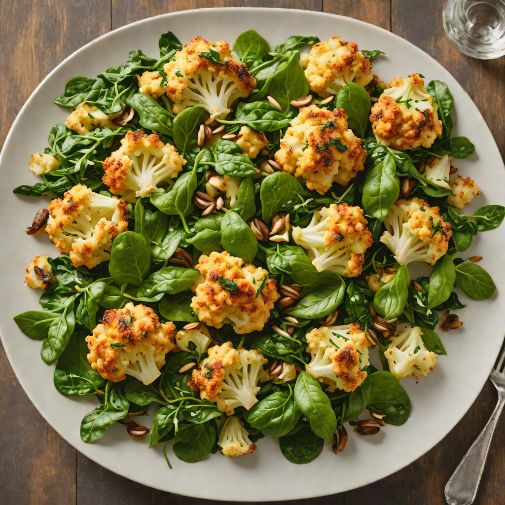 Skillet Roasted Cauliflower with Garlic and Spinach
