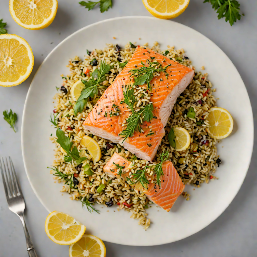 Baked Lemon-Dill Salmon with Herbed Quinoa