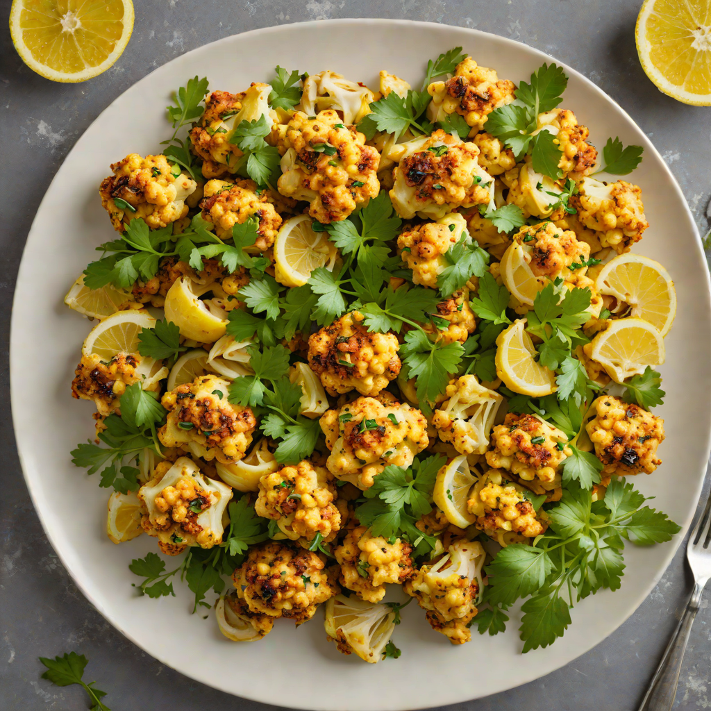 Garlic-Turmeric Roasted Cauliflower with Lemon and Parsley
