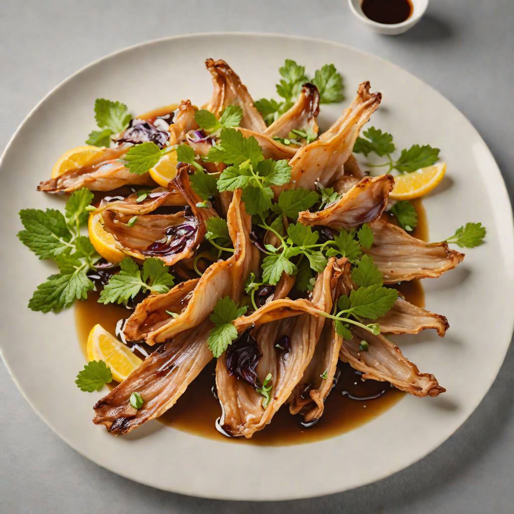 Pan-Fried Mimigā Pork Ear with Shiso and Citrus Soy Dressing