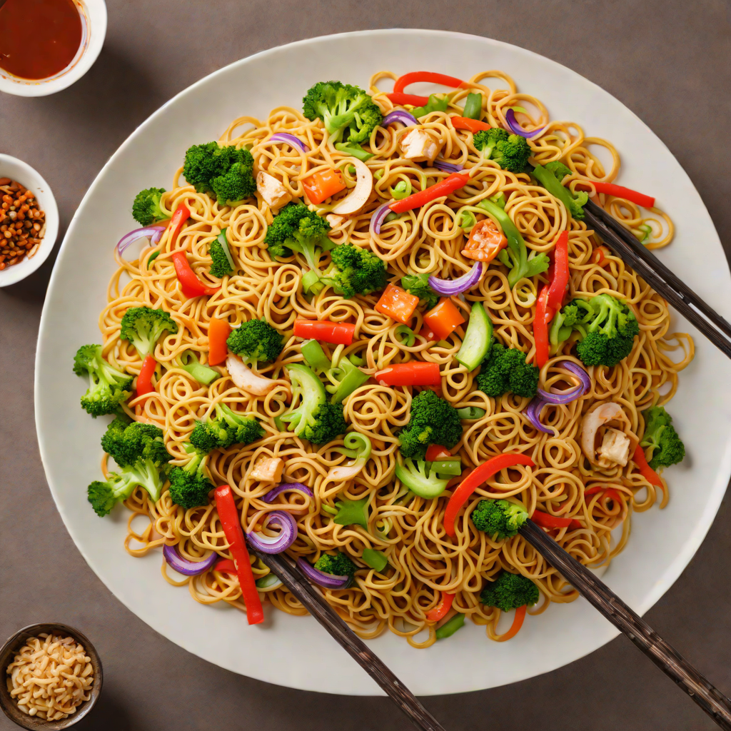 Spicy Garlic Stir-Fried Noodles with Mixed Vegetables
