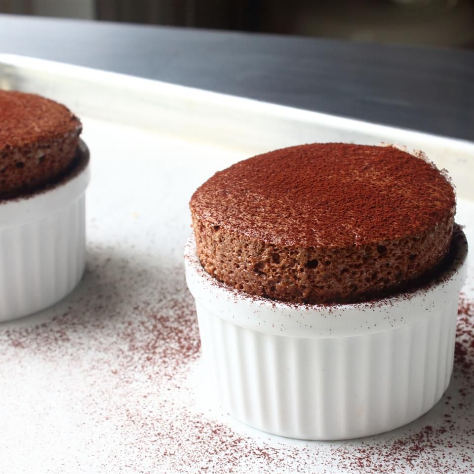 Dark Chocolate Soufflé with Belgian Chocolate Ganache