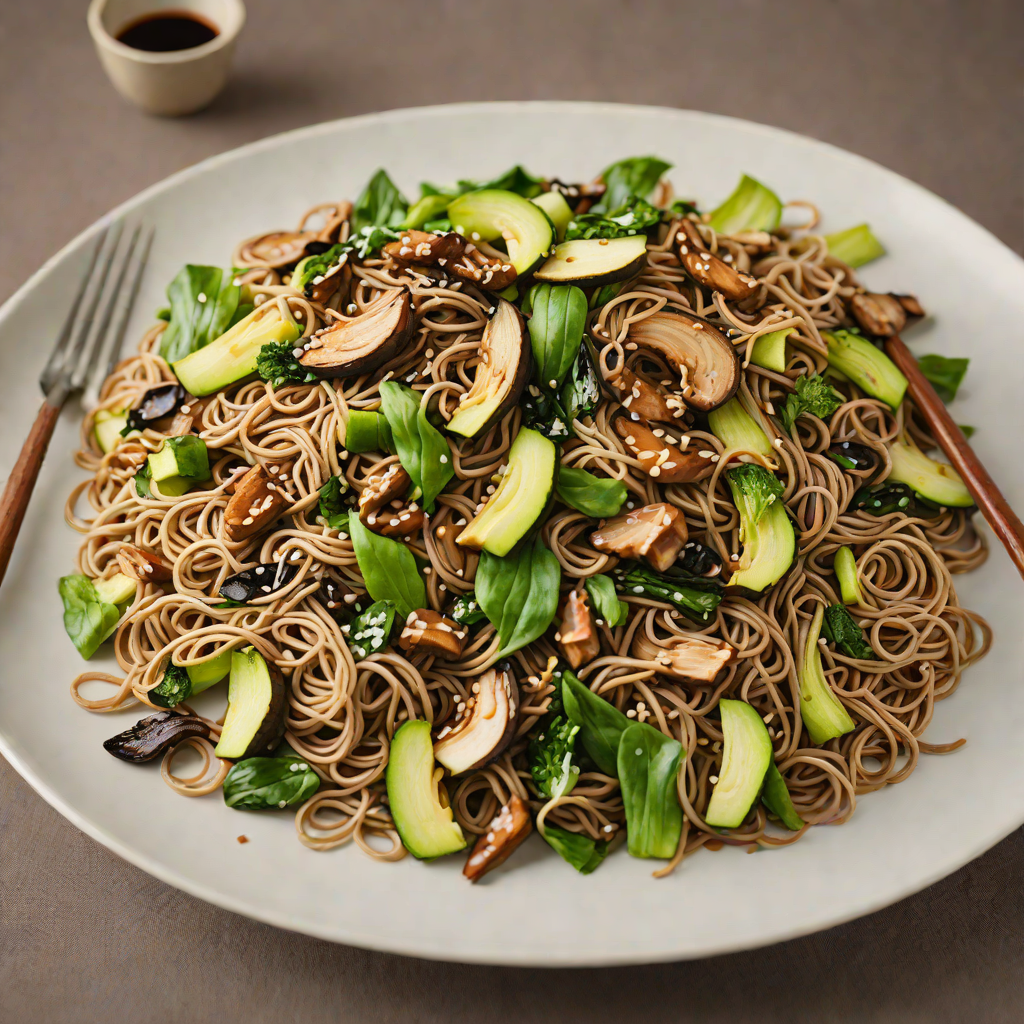 Stir-Fried Soba Noodles with Shiitake and Baby Bok Choy
