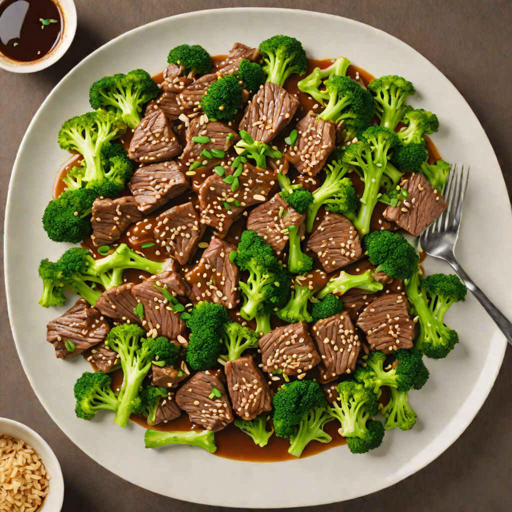 Sautéed Garlic Ginger Beef with Broccoli and Oyster Sauce