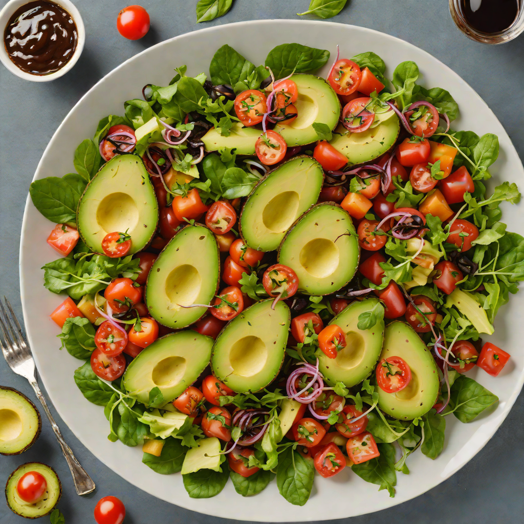 Half-and-Half Avocado and Tomato Salad with Balsamic Glaze