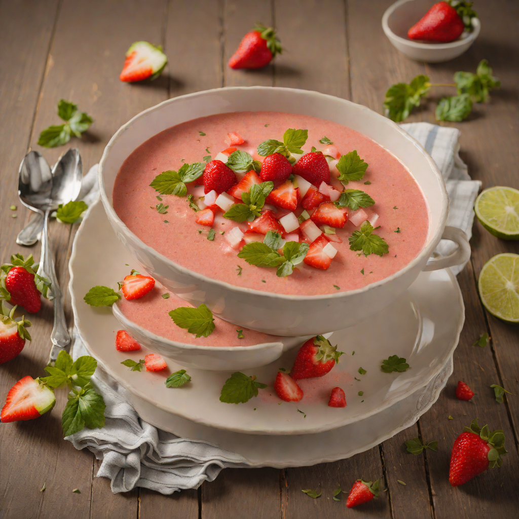 Chilled Watermelon and Strawberry Gazpacho