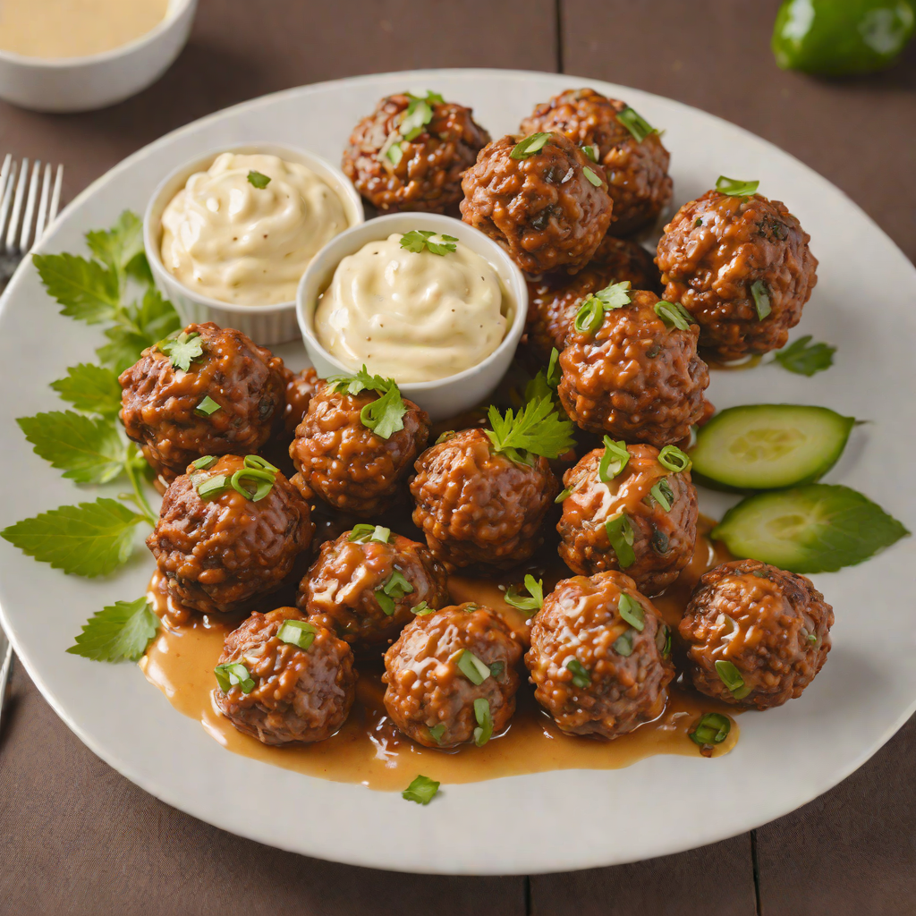 Cheese-Stuffed Jalapeño Meatballs with Creamy Dip