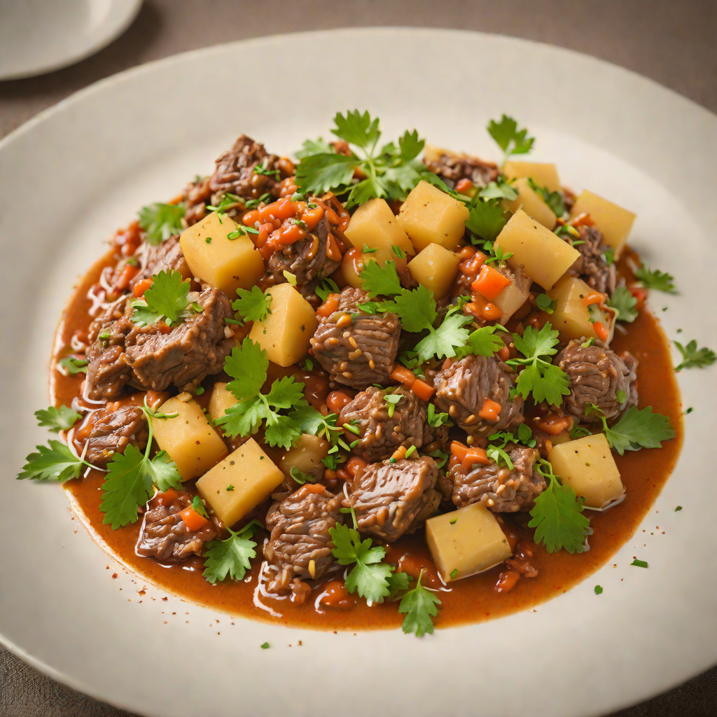 Steamed Ugandan Matoke with Spiced Beef Ragout
