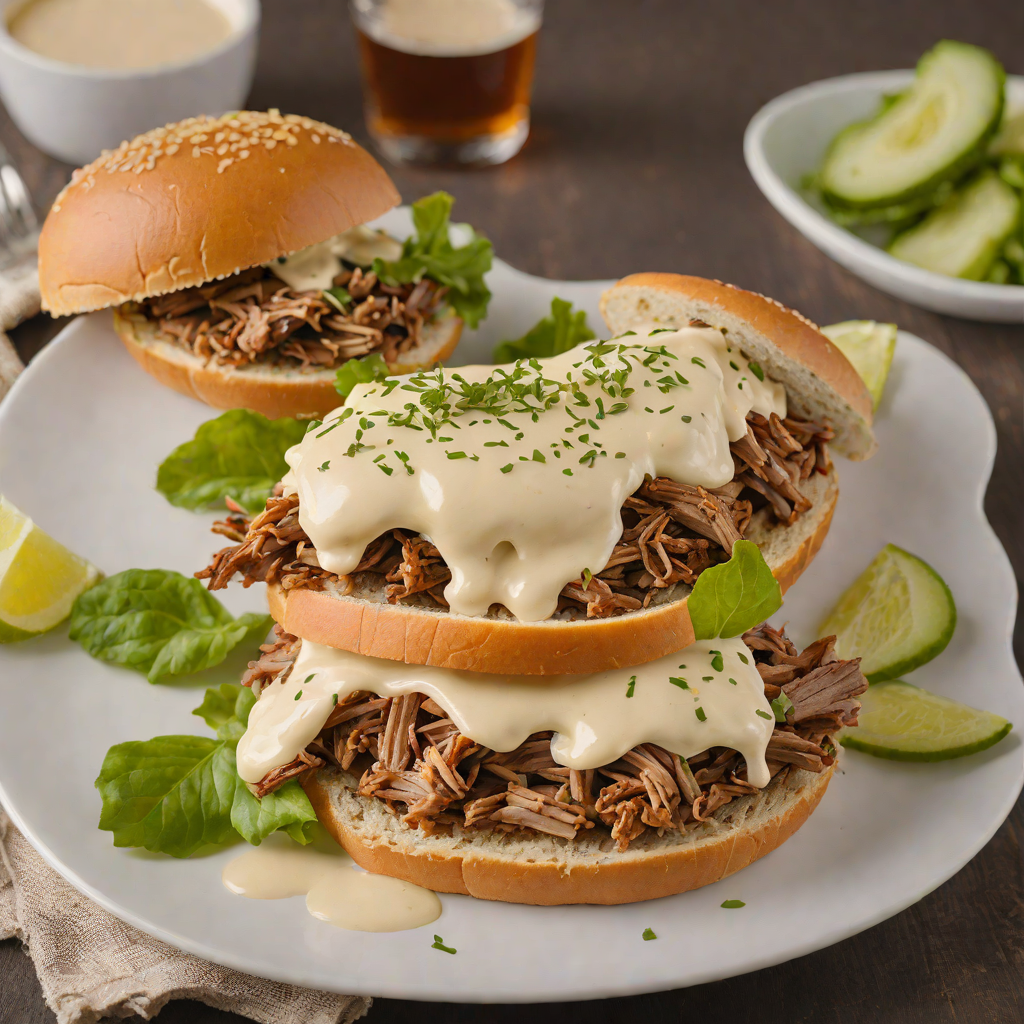 Slow-Smoked Pulled Pork Sandwich with Alabama White Sauce