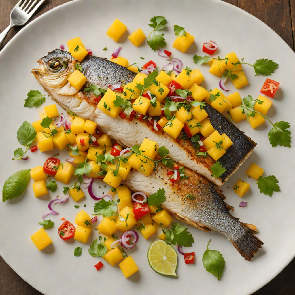 Pan-Seared Sea Bass with Mango Salsa and Lime